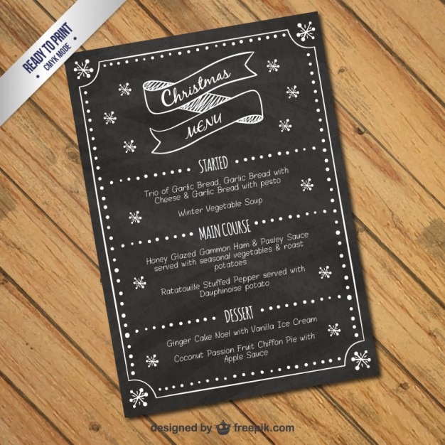 Gratis vector kerst menu met raad effect template