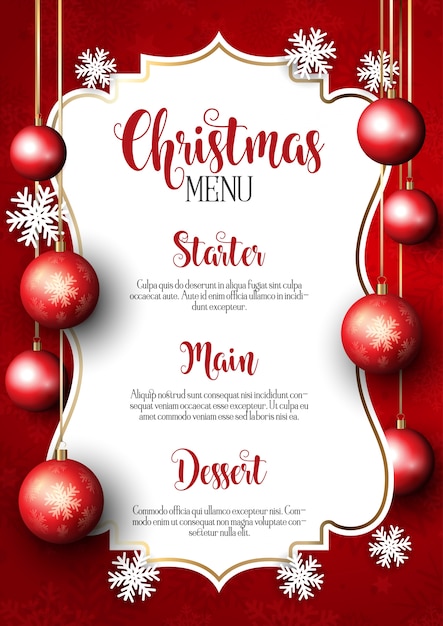 Gratis vector kerst menu ontwerp achtergrond