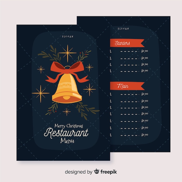 Kerst menusjabloon in platte ontwerp