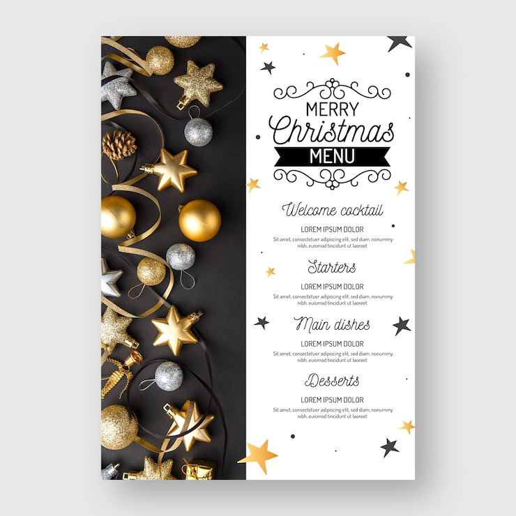 Gratis Vector kerst menusjabloon met foto
