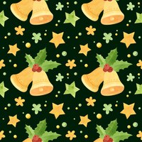 Kerst naadloos patroon met jingle bells en hulstbladeren vakantie digitaal papier