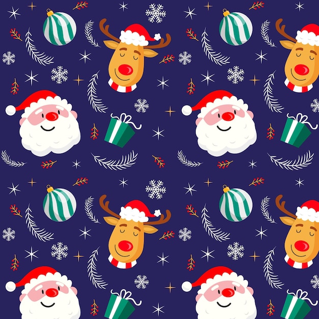 Gratis vector kerst naadloos patroon met rendieren