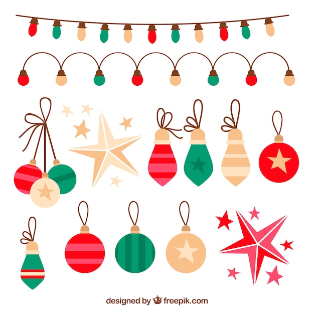 Gratis vector kerst ornamenten instellen