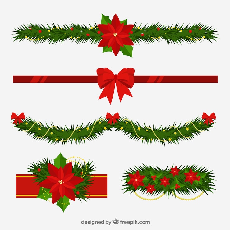 Gratis Vector kerst ornamenten met bloemenstijl
