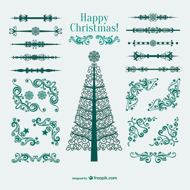 Gratis vector kerst ornamenten, randen en hoeken