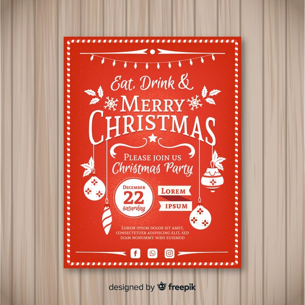 Kerst partij opknoping ballen poster sjabloon