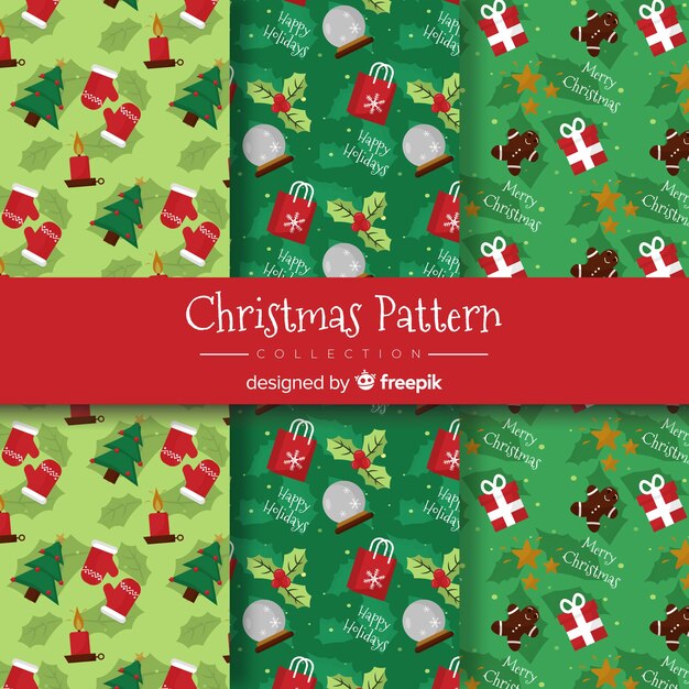 Kerst patroon collectie in platte ontwerp