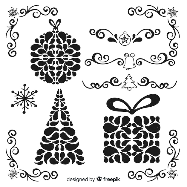 Gratis vector kerst platte ornamenten