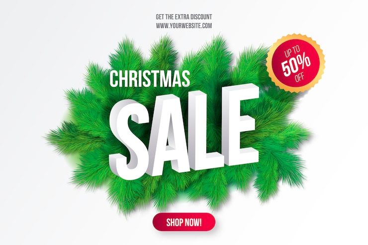 Gratis Vector kerst sale achtergrond met boomtakken