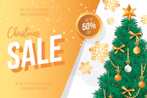 Kerst sale banner met mooie kerstboom