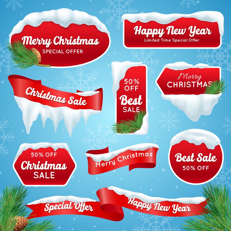 Gratis Vector kerst sale labels