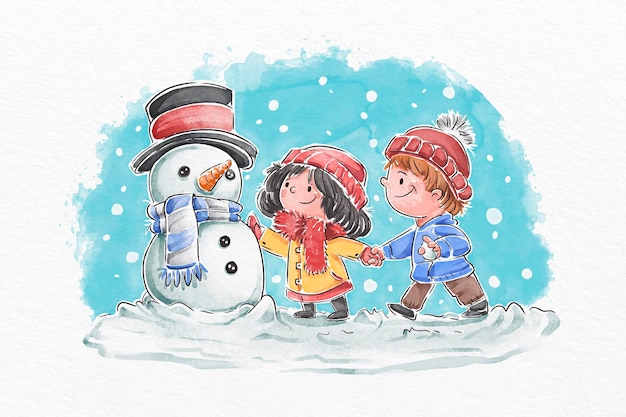 Gratis vector kerst sneeuw scène illustratie