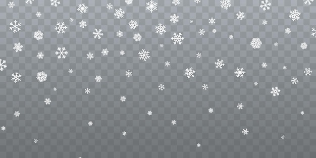 Kerst sneeuw. vallende sneeuwvlokken op transparante achtergrond. sneeuwval. vector illustratie.