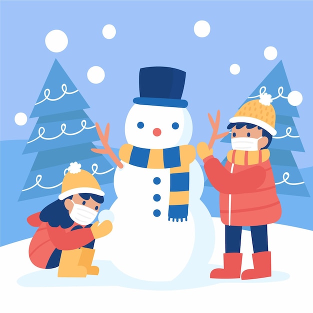 Gratis vector kerst sneeuwscène