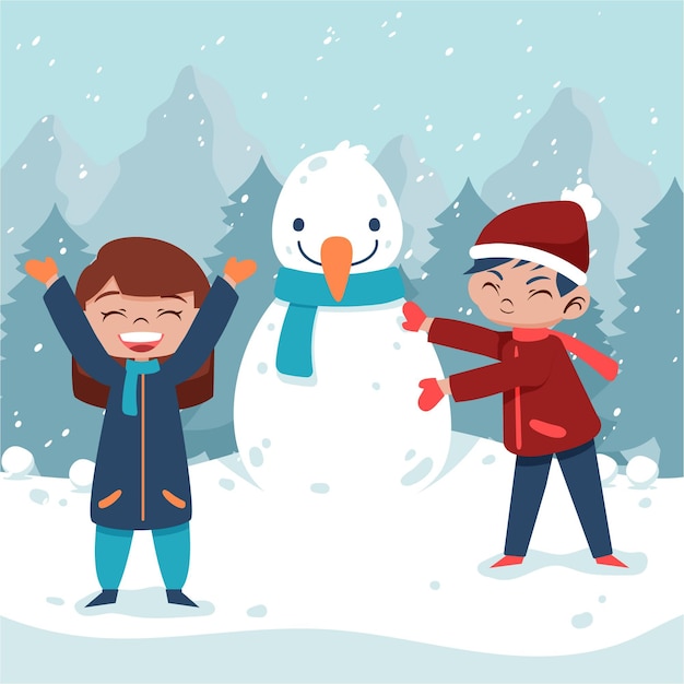 Gratis vector kerst sneeuwscène