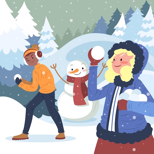 Gratis vector kerst sneeuwscène