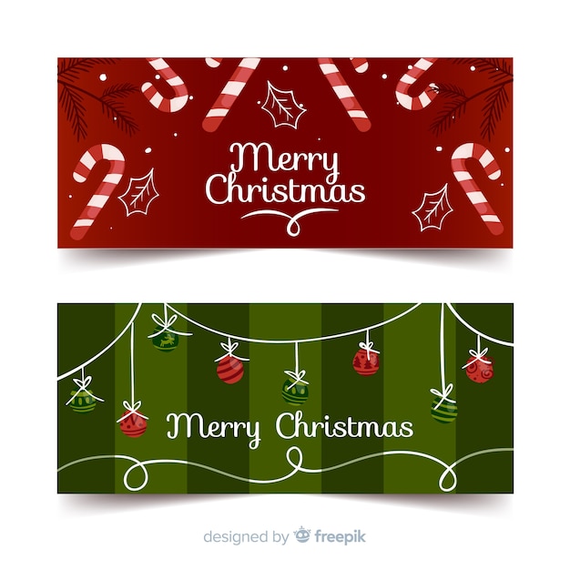 Gratis vector kerst snoep riet kerst ballen banner