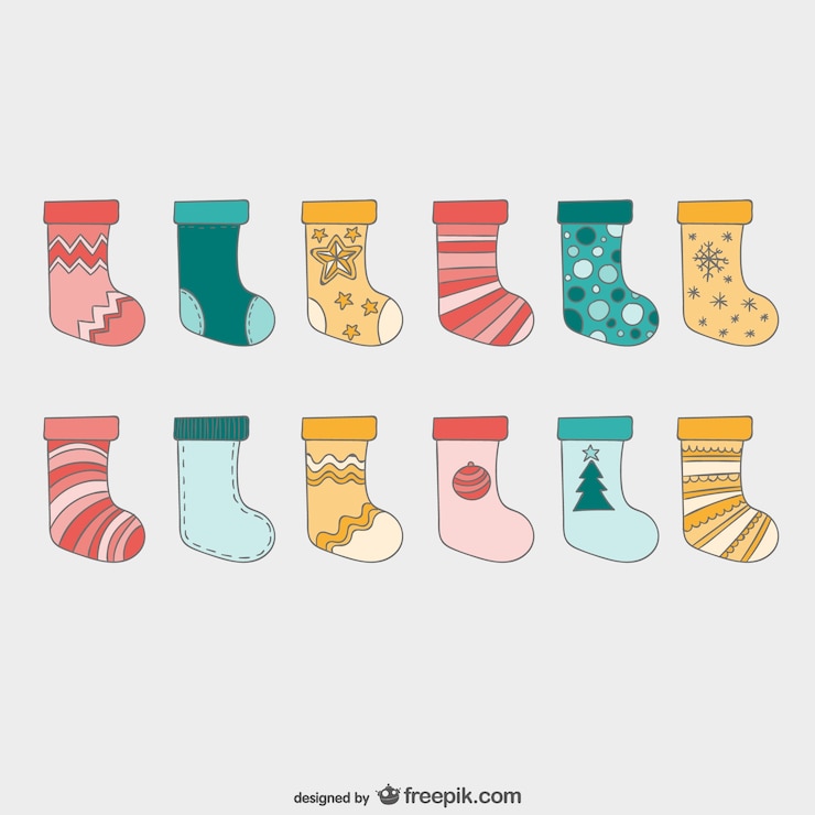 Gratis Vector kerst sokken pakken
