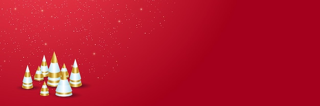 Kerst spandoek. xmas achtergrondontwerp van sprankelende lichtslinger, met realistische boom, sneeuwvlok en glitter gouden confetti. horizontale kerstposter, wenskaarten, headers, website