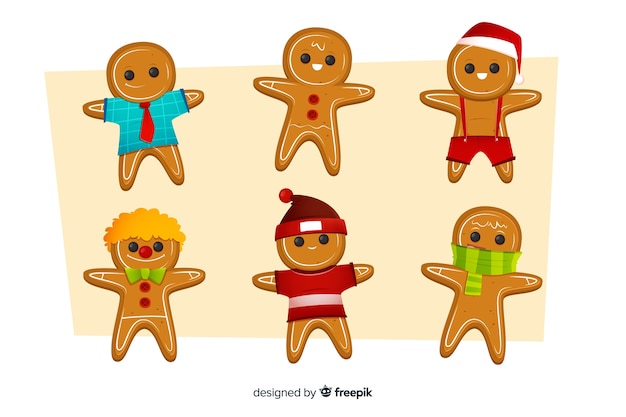 Gratis vector kerst speculaaspop cookie collectie
