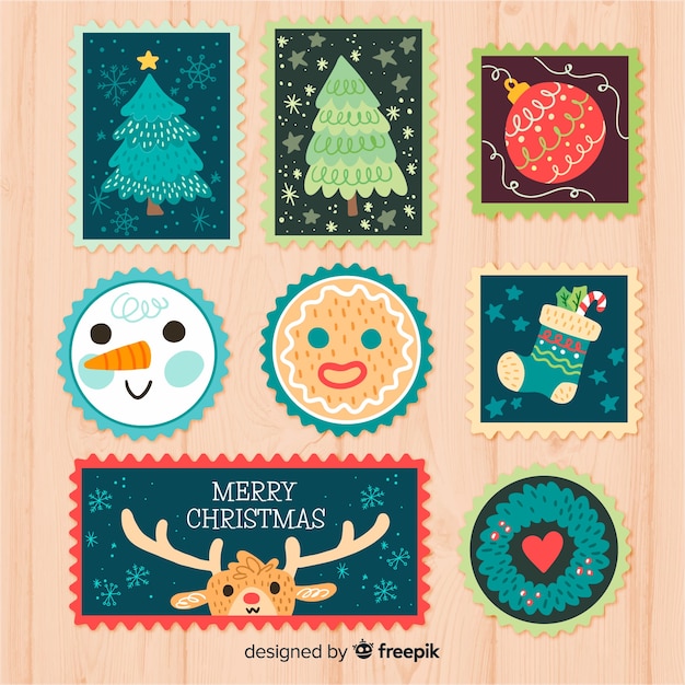 Gratis vector kerst stempel collectie