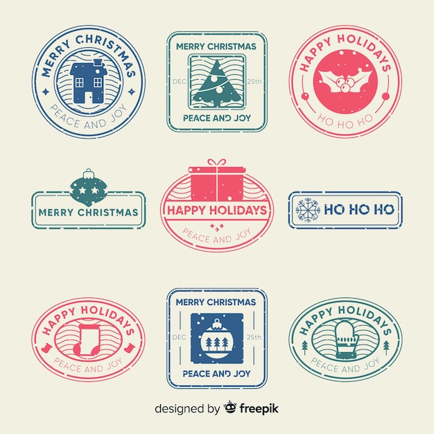 Gratis vector kerst stempel collectie