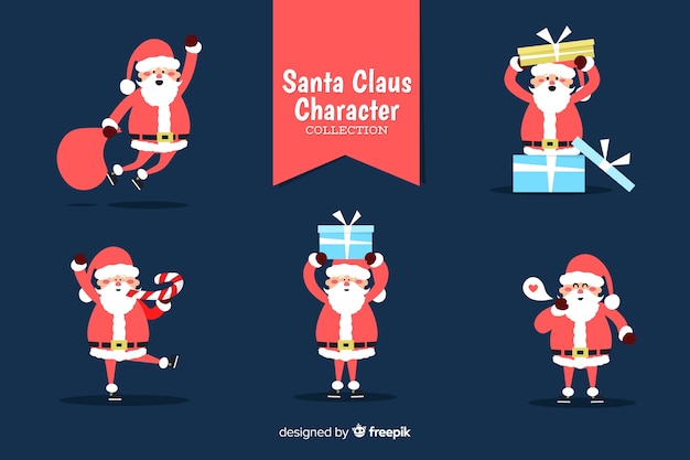 Gratis vector kerst tekensverzameling in plat ontwerp