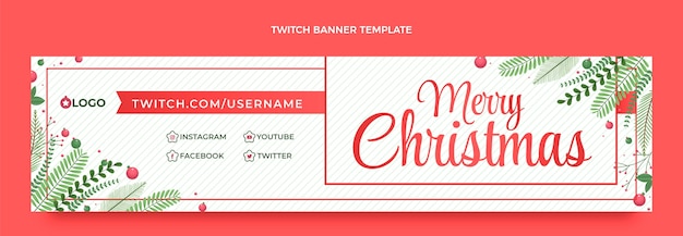 Gratis vector kerst twitch banner met kleurovergang