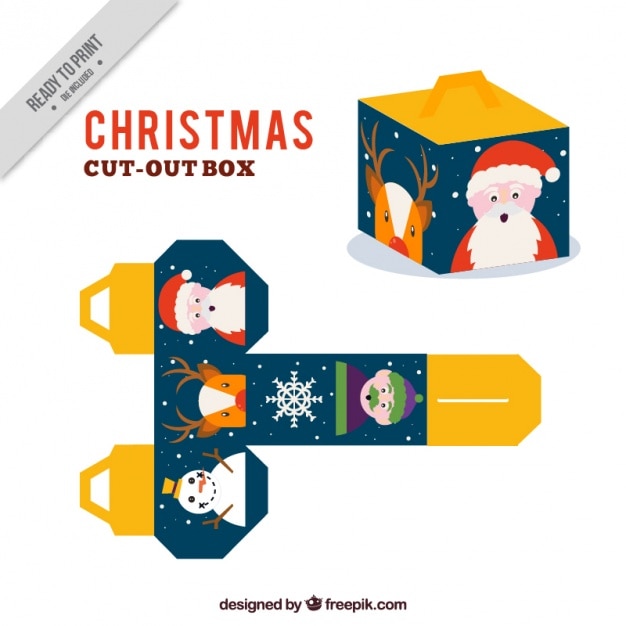 Gratis vector kerst uitgesneden doos