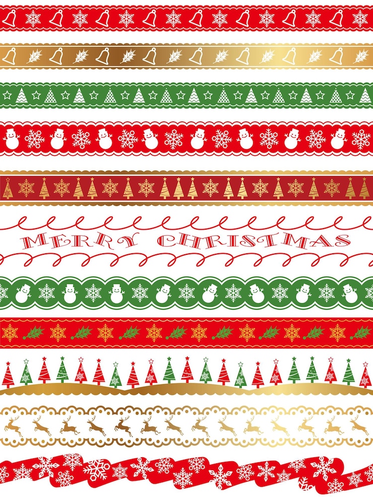 Gratis Vector kerst vector naadloze grens set geïsoleerd op een witte achtergrond. horizontaal herhaalbaar.