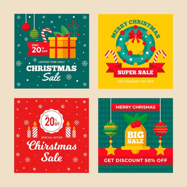 Gratis vector kerst verkoop instagram post collectie