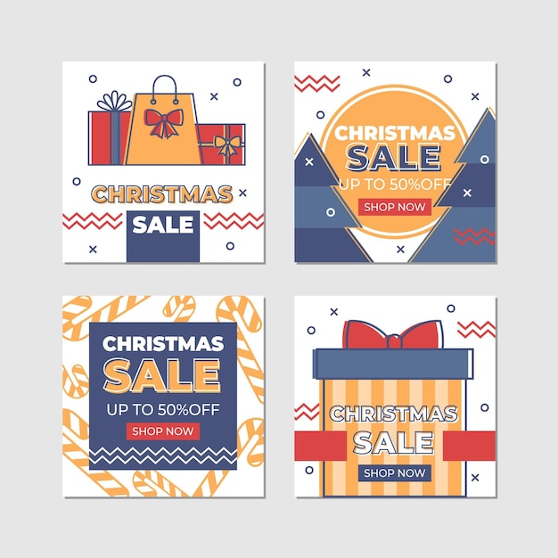 Gratis vector kerst verkoop instagram post collectie