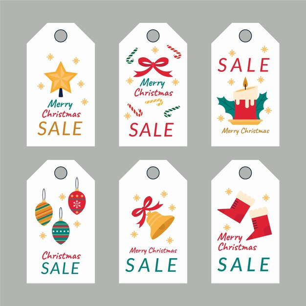 Kerst verkoop tag collectie in plat design