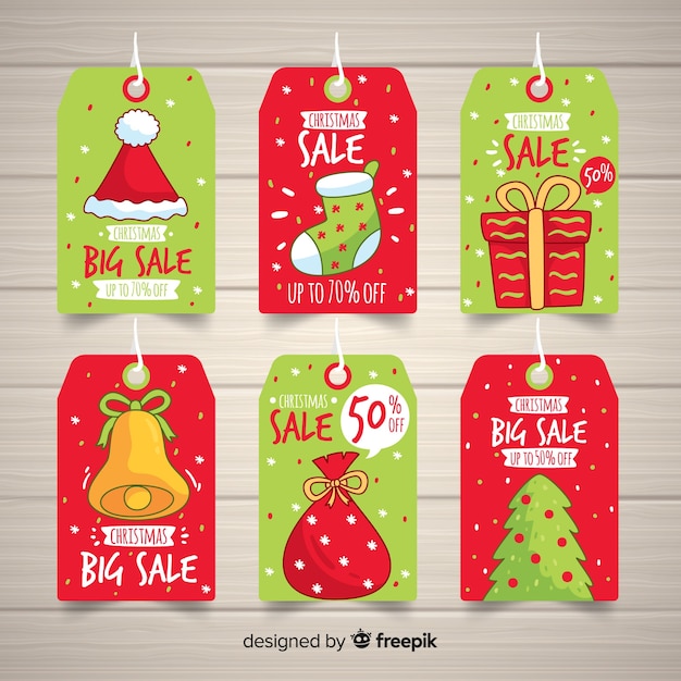 Gratis vector kerst verkoop tag-collectie