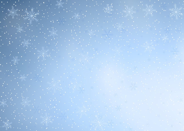 Gratis vector kerstachtergrond met decoratieve vallende sneeuwvlokken