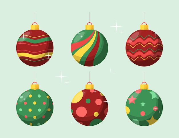 Kerstbal ornamenten in plat design