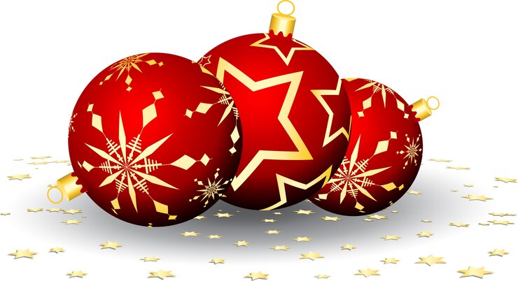 Gratis Vector kerstballen en sterrenconfetti