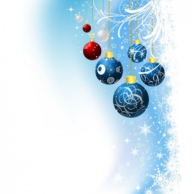 Gratis vector kerstballen op een blauwe achtergrond