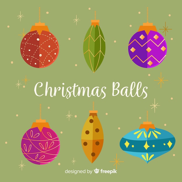 Gratis vector kerstballencollectie in verschillende vormen