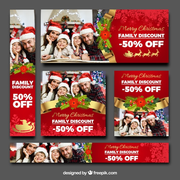 Gratis vector kerstbanners instellen