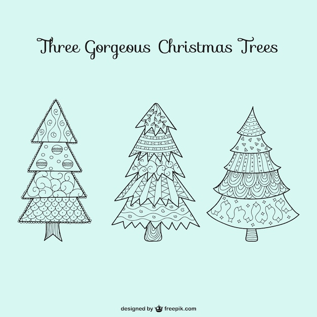 Gratis vector kerstbomen tekeningen