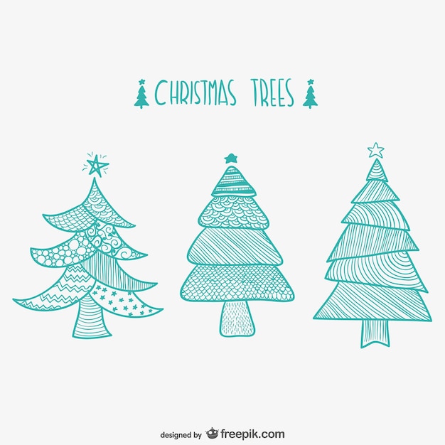 Gratis vector kerstbomen tekeningen