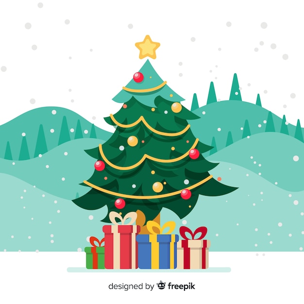 Gratis vector kerstboom brackground