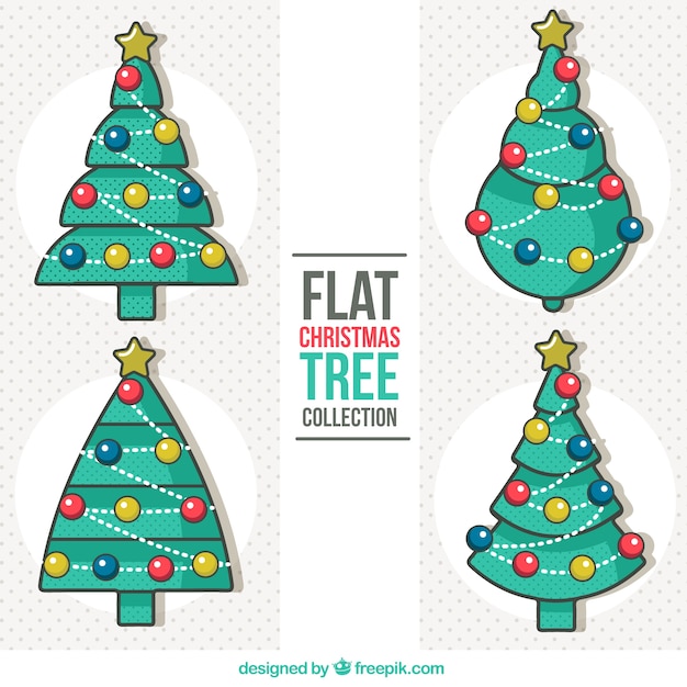 Gratis vector kerstboom collectie in plat design