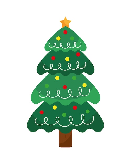 Gratis vector kerstboom en kerstballen