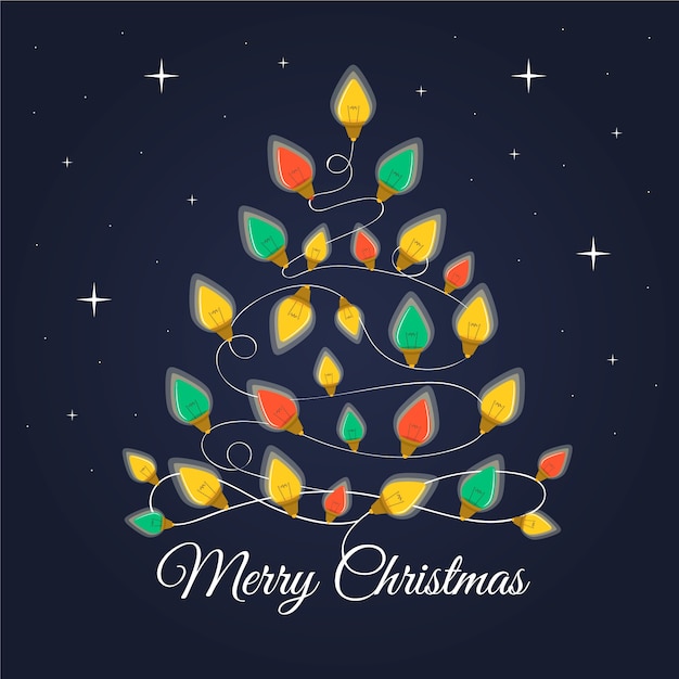 Gratis vector kerstboom gemaakt van gloeilampen