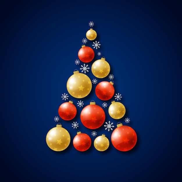 Gratis vector kerstboom gemaakt van realistische gouden decoratie