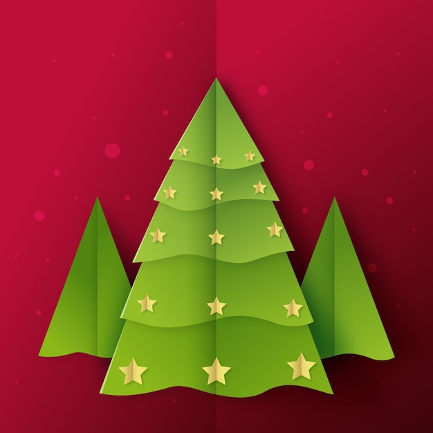 Gratis vector kerstboom in papieren stijl