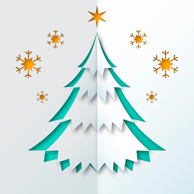 Gratis vector kerstboom in papieren stijl