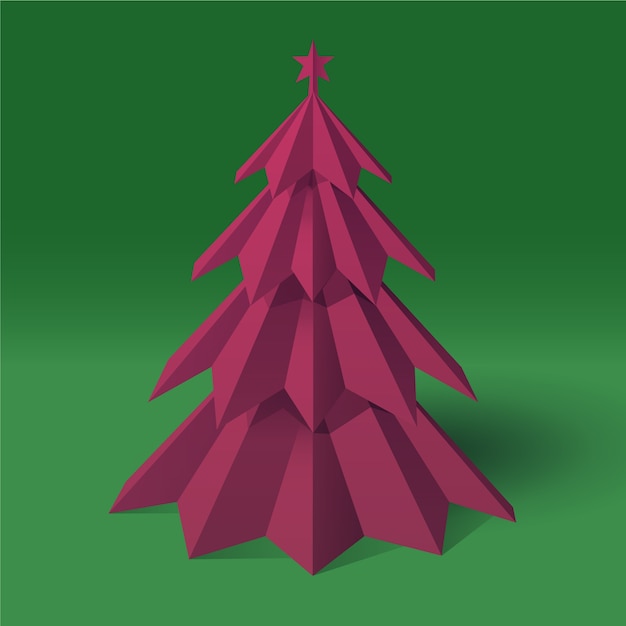 Gratis vector kerstboom in papierstijl